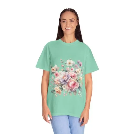Floral Bliss Unisex Garment-Dyed T-Shirt – Perfect for Spring Celebrations and Everyday Wear - Image 35