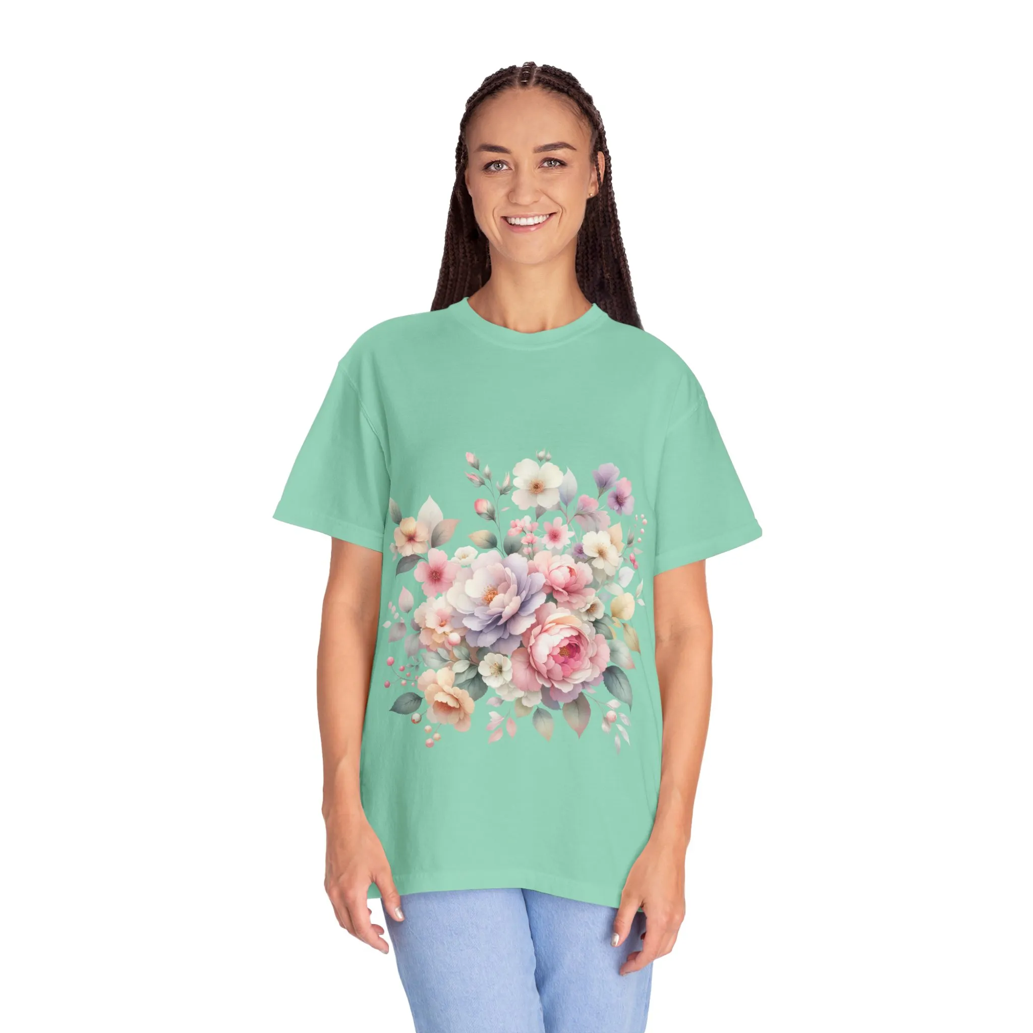 Floral Bliss Women's Garment-Dyed T-Shirt – Perfect for Spring Celebrations and Everyday Wear - Image 35
