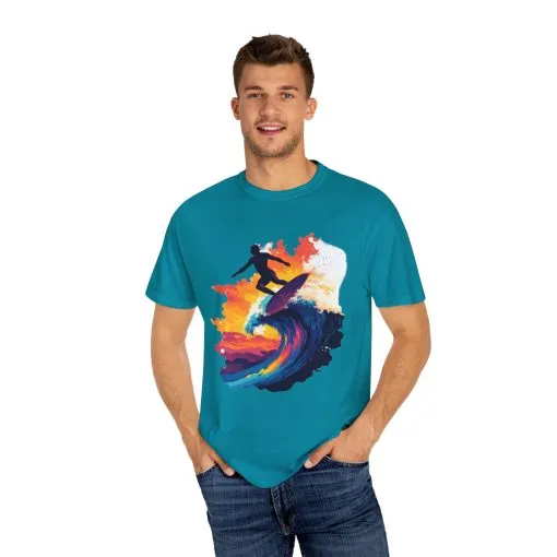 Surfing Sunset Unisex Garment-Dyed T-Shirt - Image 11