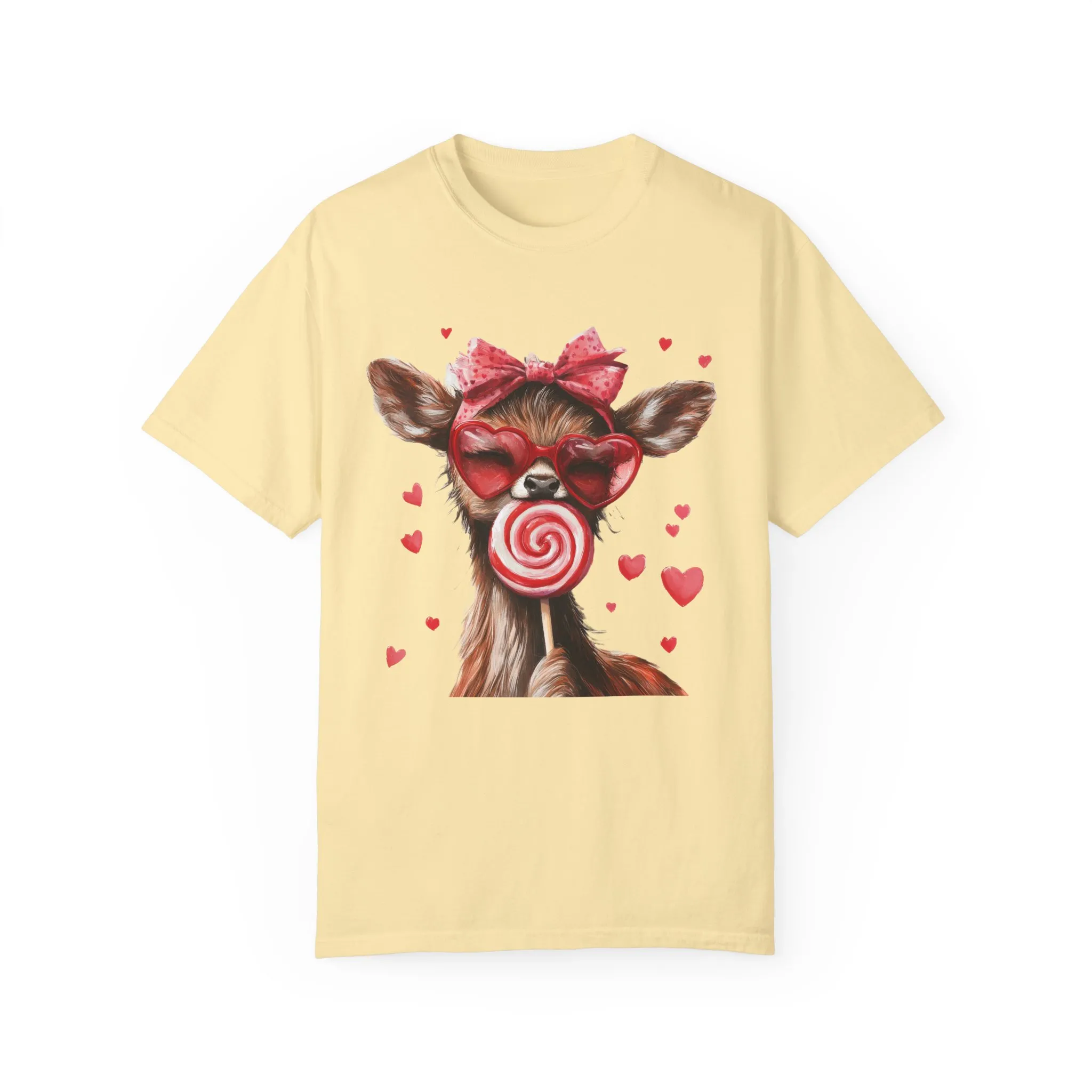 Cute Valentine’s Day Deer T-Shirt - Garment-Dyed Unisex Tee with Heart Design - Image 9