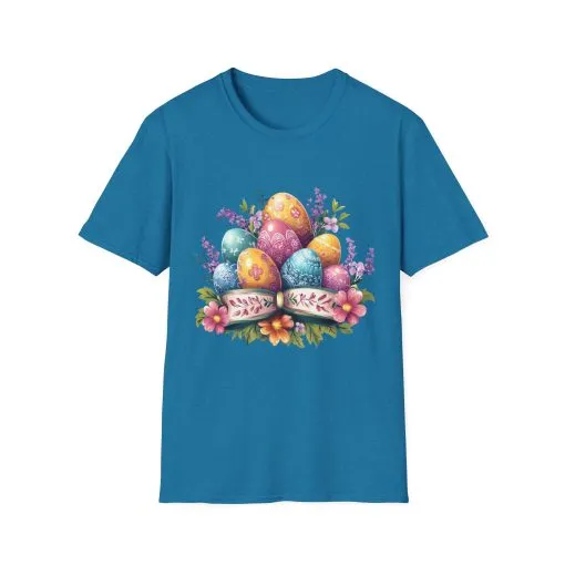 Easter Floral Eggs Unisex Softstyle T-Shirt - Image 41