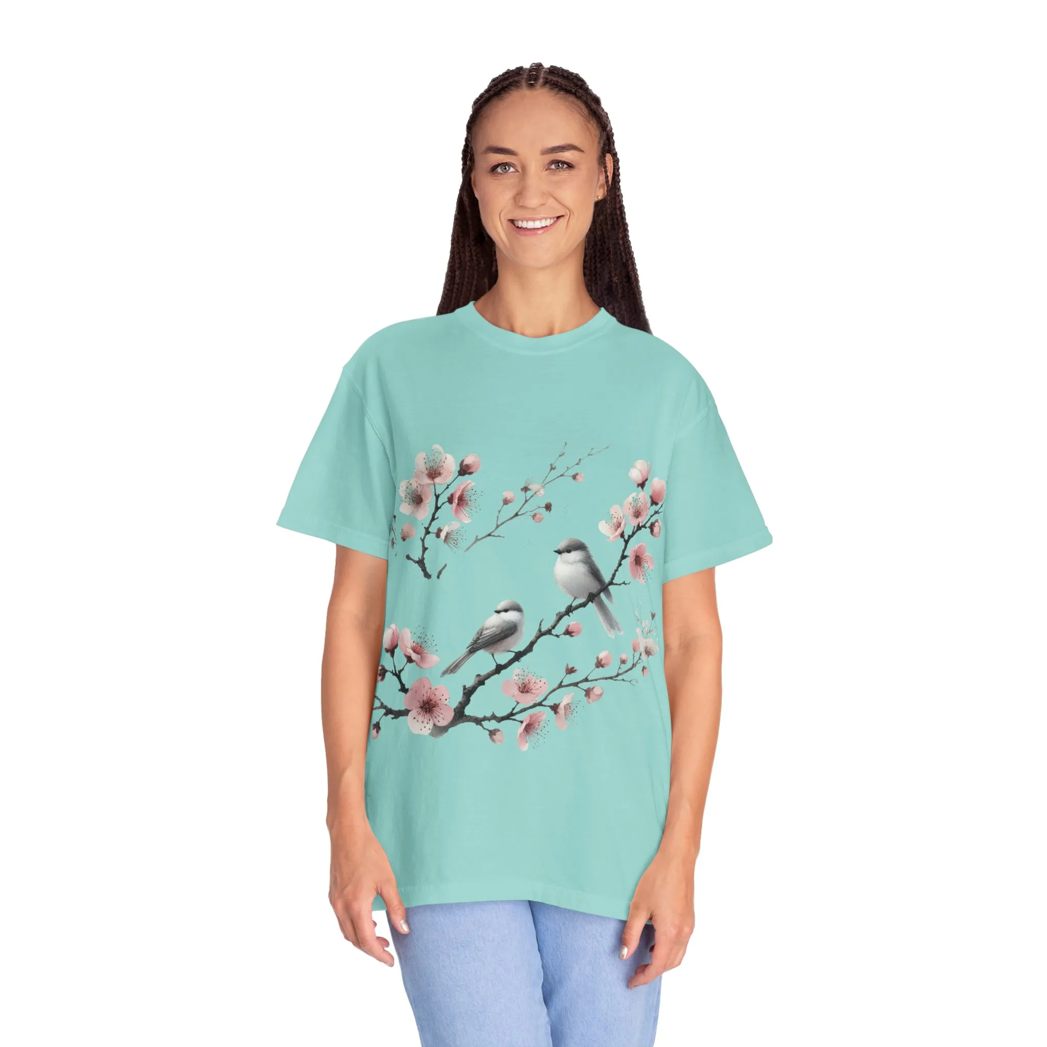 Spring Blossom Unisex T-Shirt - Floral Bird Design - Image 19