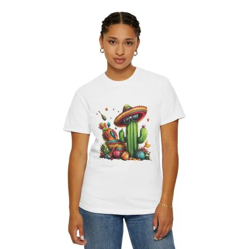 Vibrant Cactus Fiesta T-Shirt - Unisex Garment-Dyed Tee for Summer Celebrations - Image 8
