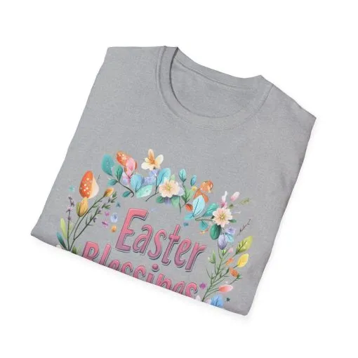 Easter Blessings Unisex Softstyle T-Shirt – Spring Floral Design - Image 13