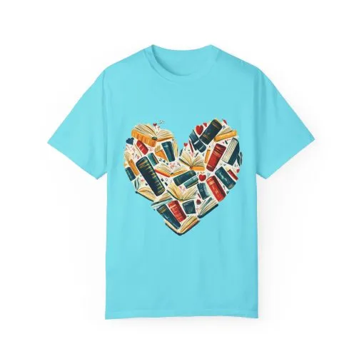 Book Lover's Heart Unisex Garment-Dyed T-Shirt - Image 17