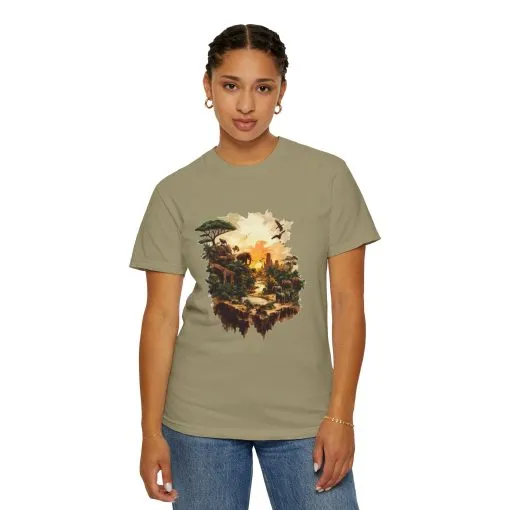 Adventure-Inspired Unisex Garment-Dyed T-Shirt with Nature Scene - Image 4