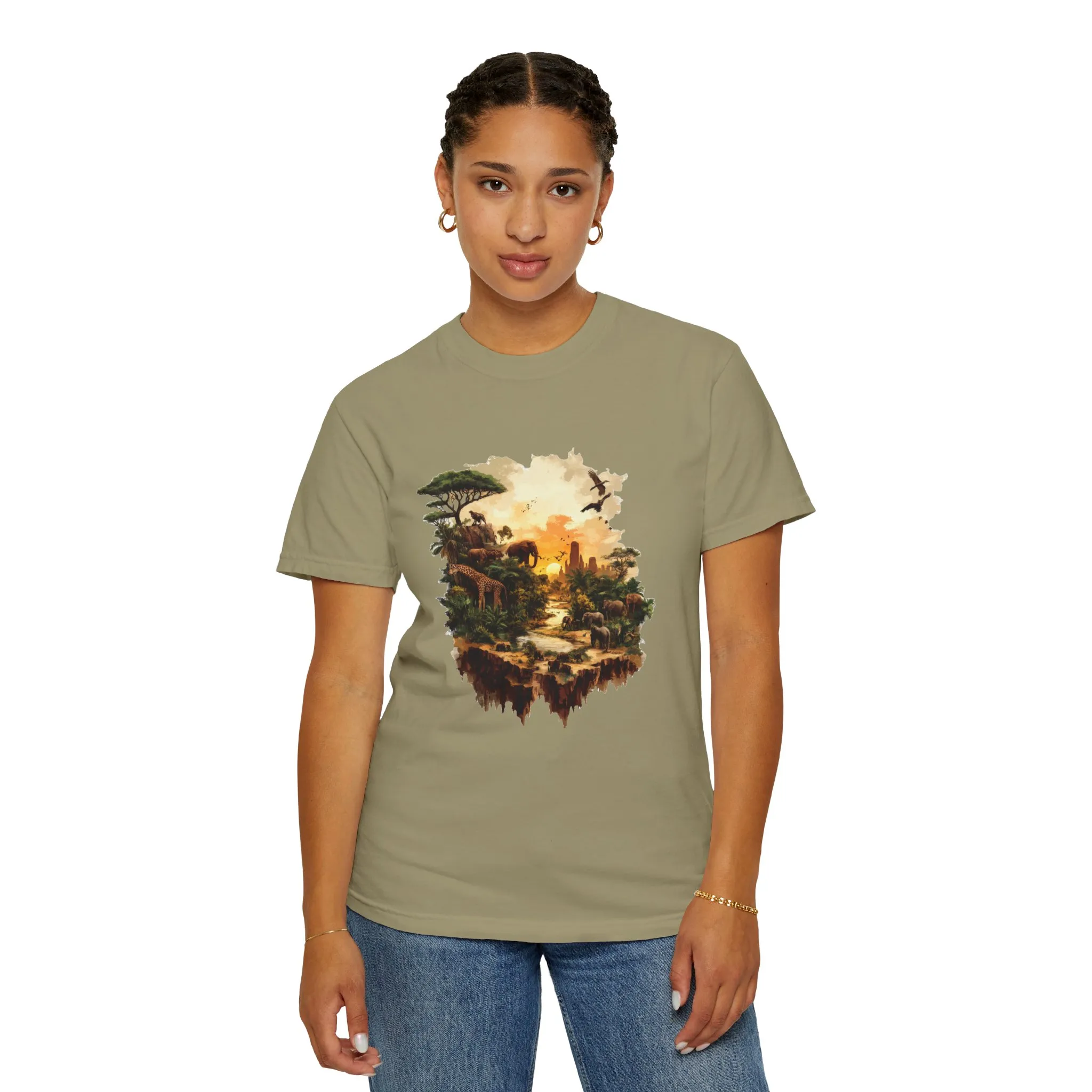 Adventure-Inspired Unisex Garment-Dyed T-Shirt with Nature Scene - Image 4