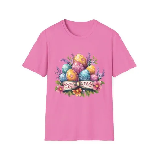 Easter Floral Eggs Unisex Softstyle T-Shirt - Image 57