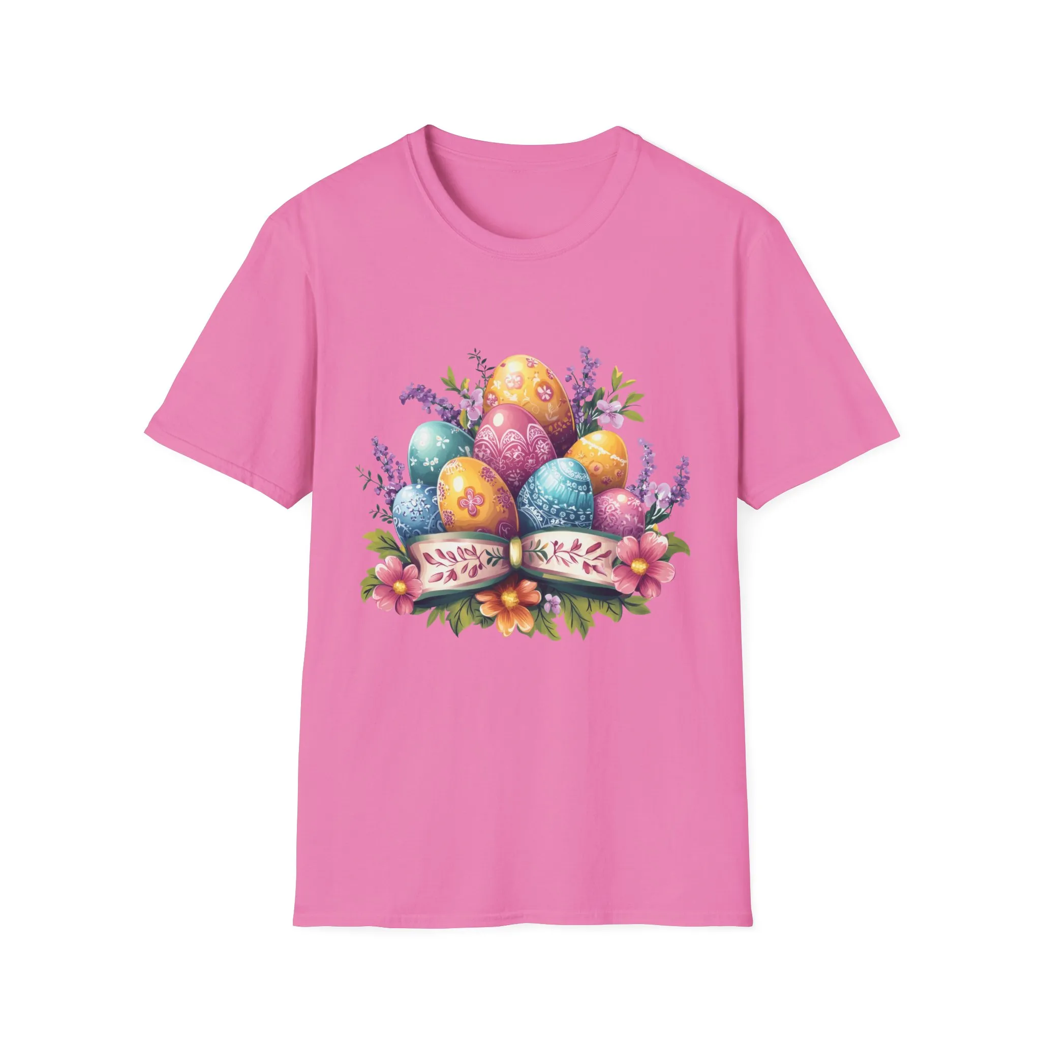 Easter Floral Eggs Unisex Softstyle T-Shirt - Image 57
