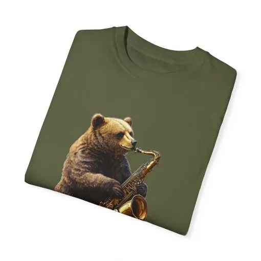 Jazz Bear Unisex Garment-Dyed T-Shirt - Image 18