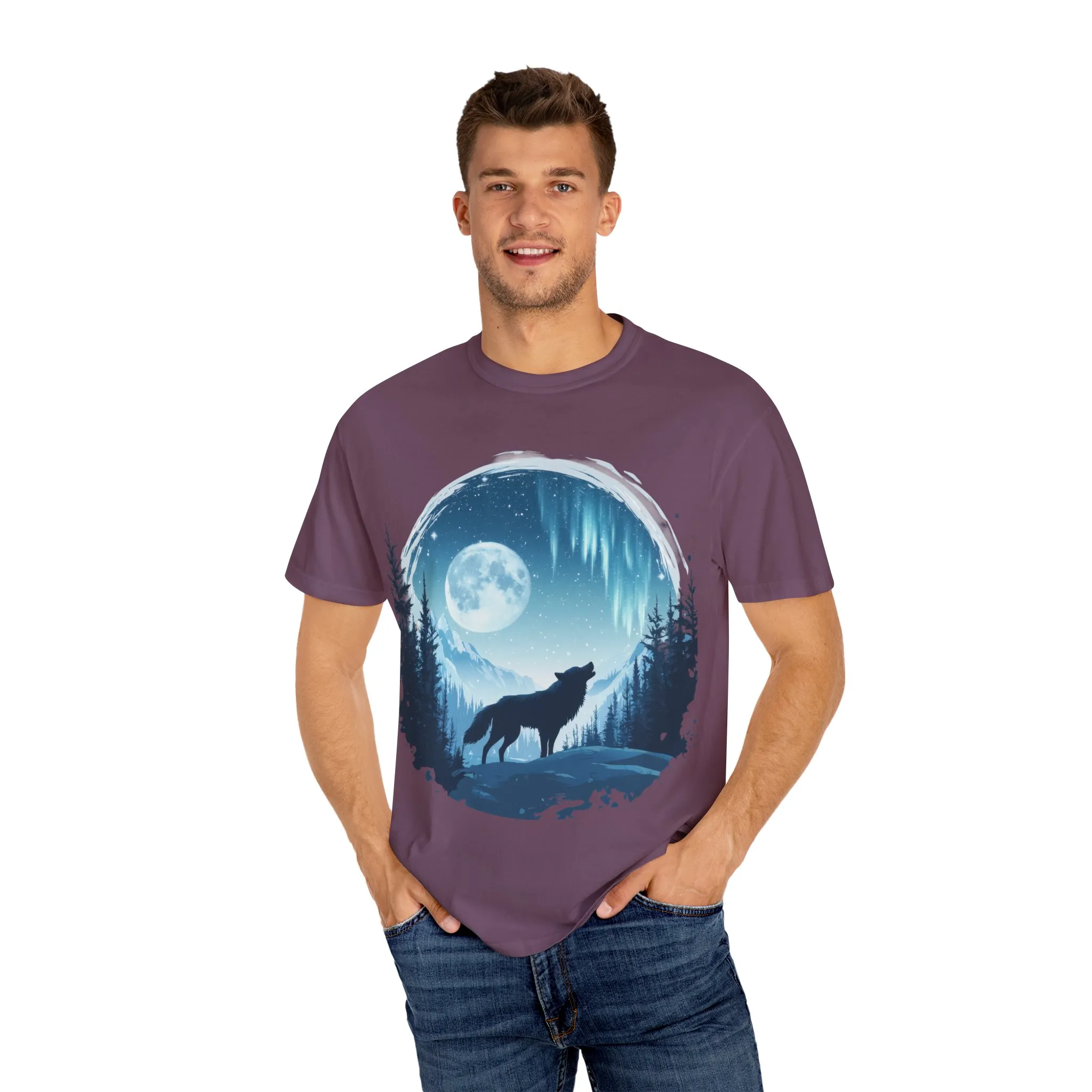 Mystical Wolf Moon T-shirt - Unisex Garment-Dyed Tee for Nature Lovers - Image 27