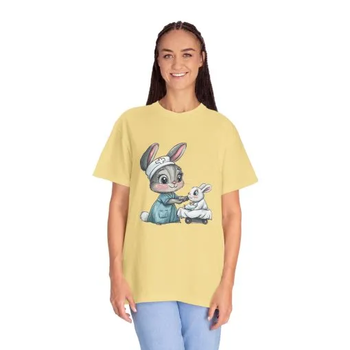 Cute Nurse Bunny Unisex Garment-Dyed T-Shirt - Image 18