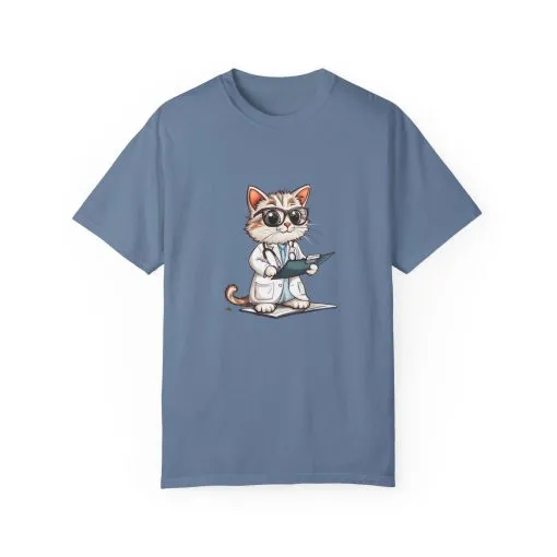 Funny Cat Doctor Unisex Garment-Dyed T-Shirt - Image 44