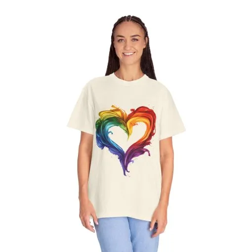 Pride Heart Unisex Garment-Dyed T-shirt - Colorful Rainbow Design for LGBTQ+ Celebration - Image 11