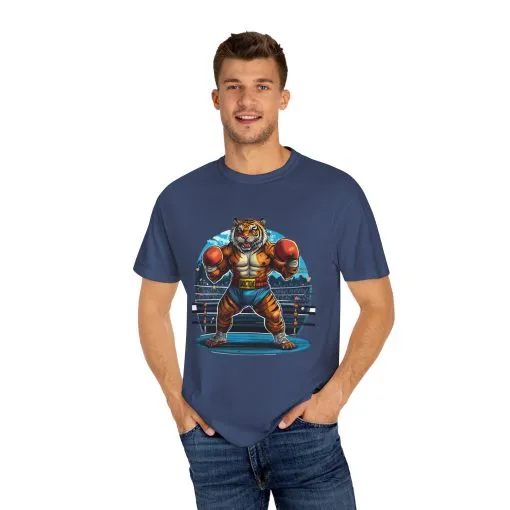 Boxing Tiger Unisex Garment-Dyed T-shirt | Sporty, Bold Graphic Tee for Animal Lovers - Image 43