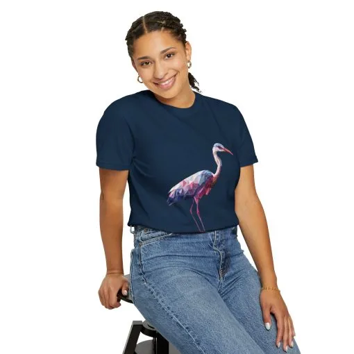 Geo Crane Unisex Garment-Dyed T-Shirt – Stylish Bird Graphic Tee for Nature Lovers - Image 44