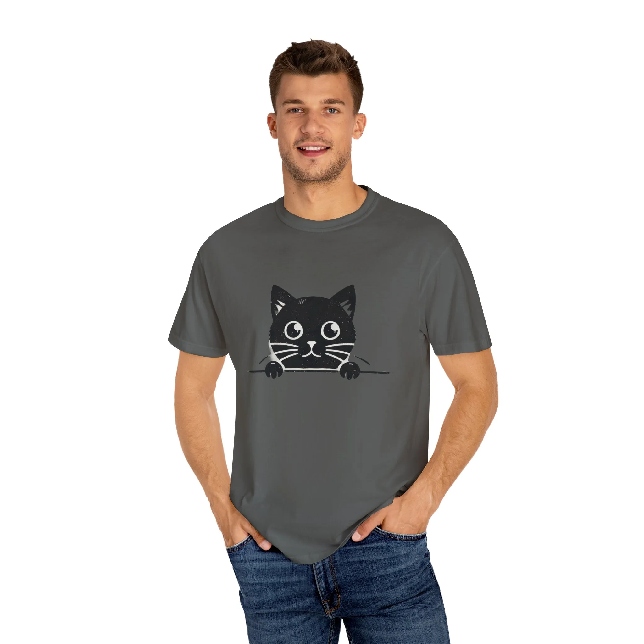 Cute Cat Design Unisex Garment-Dyed T-Shirt - Perfect for Animal Lovers - Image 8