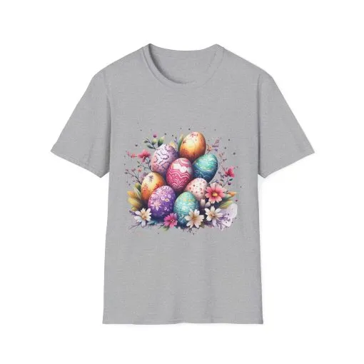 Easter Egg Floral Unisex Softstyle T-Shirt - Vibrant Spring Design - Image 16