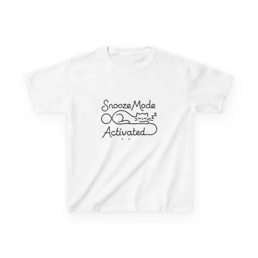 Kids 'Snooze Mode Activated' Heavy Cotton Tee - Fun Sleepy T-Shirt for Boys and Girls - Image 5