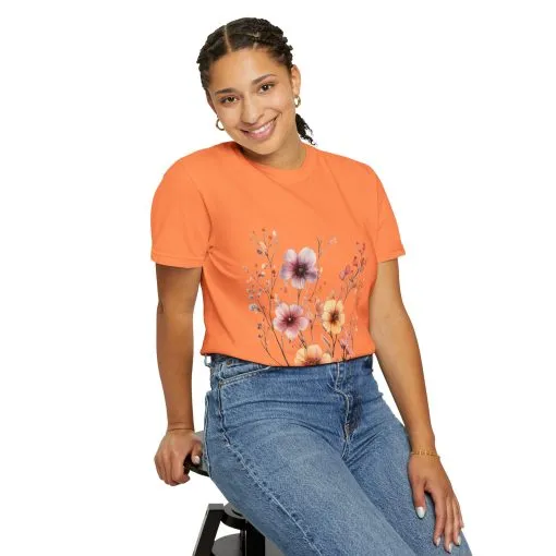 Floral Garden Unisex Garment-Dyed T-Shirt - Perfect for Spring and Casual Wear - Image 8