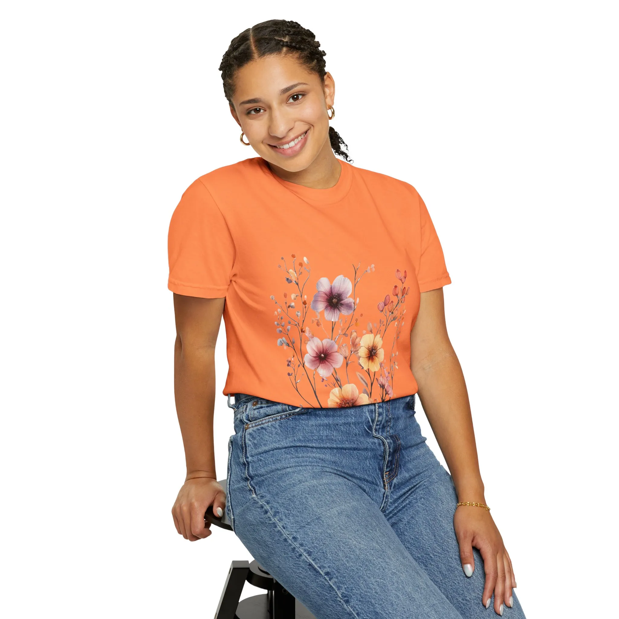 Floral Garden Unisex Garment-Dyed T-Shirt - Perfect for Spring and Casual Wear - Image 8
