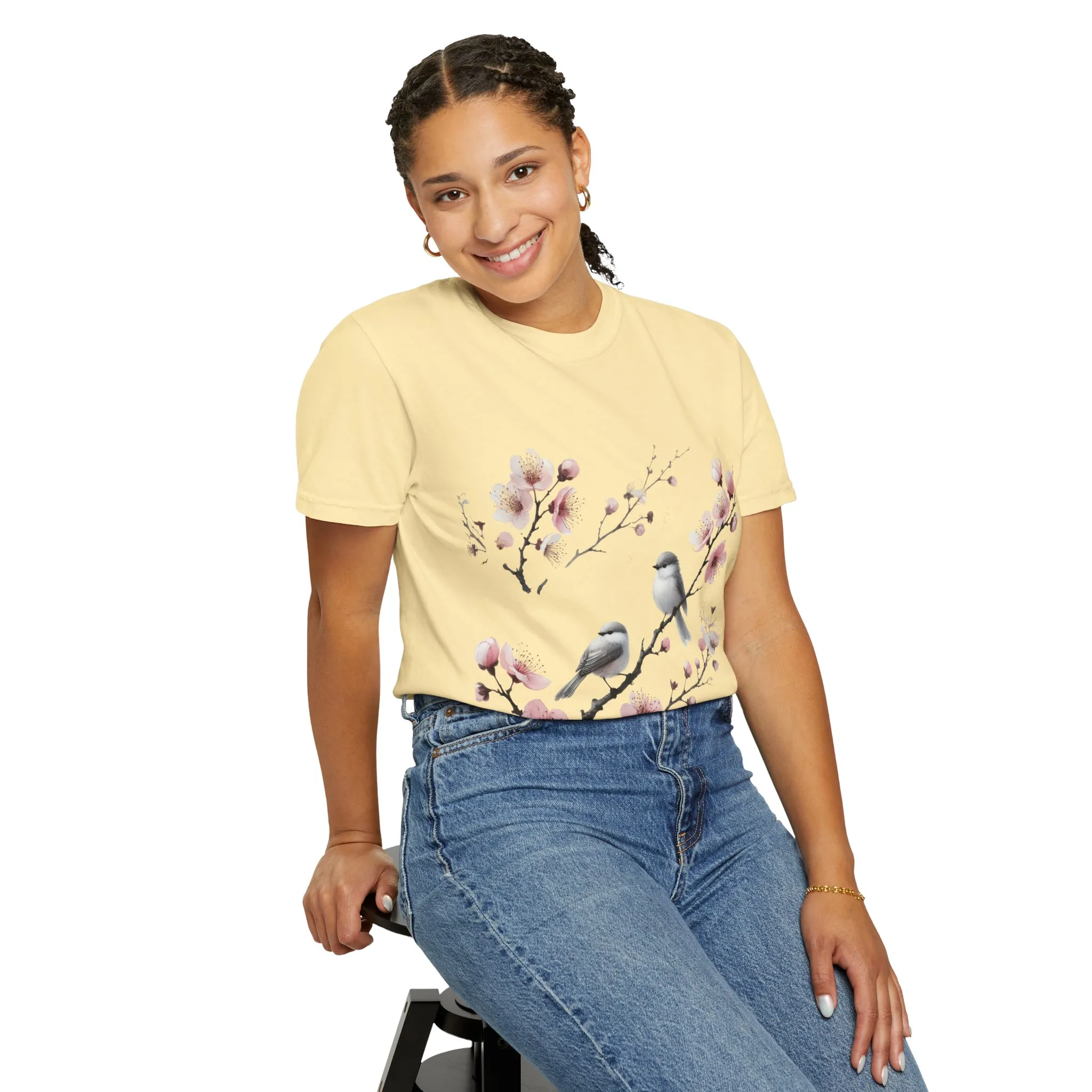 Spring Blossom Unisex T-Shirt - Floral Bird Design - Image 12