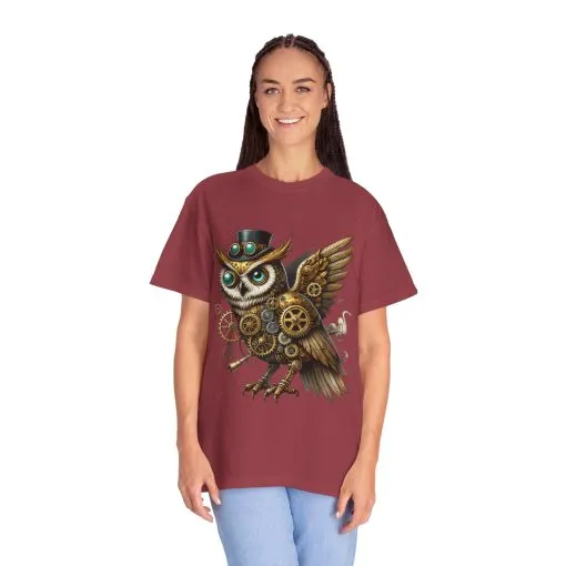 Steampunk Owl Unisex Garment-Dyed T-Shirt - Image 44