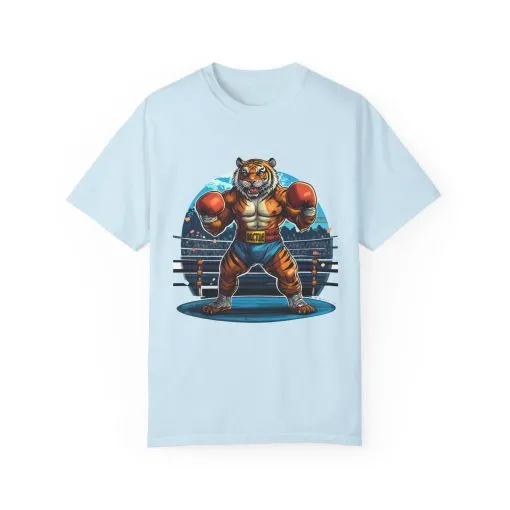 Boxing Tiger Unisex Garment-Dyed T-shirt | Sporty, Bold Graphic Tee for Animal Lovers