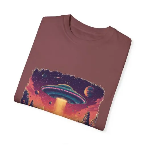 Galactic Adventure Unisex T-Shirt - UFO and Cosmic Landscape Design - Image 10