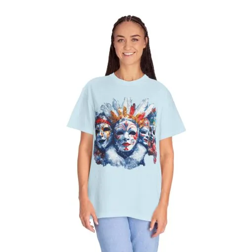 Vibrant Carnival Masks T-Shirt - Unisex Garment-Dyed Tee for Festive Celebrations - Image 11