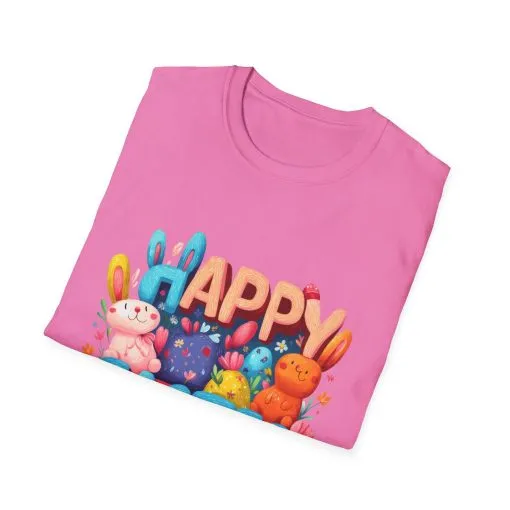Happy Easter Unisex Softstyle T-Shirt - Fun Spring Bunny Design - Image 73