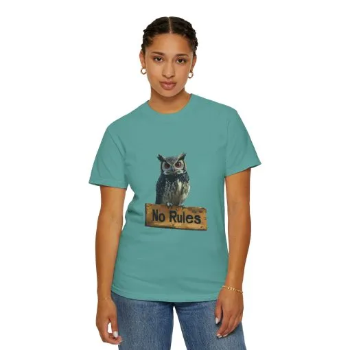 Funny Owl T-Shirt - "No Rules" Unisex Garment-Dyed Tee for Animal Lovers - Image 16