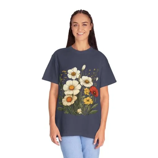 Floral Garden Unisex T-Shirt - Vintage Style Flower Design - Image 27