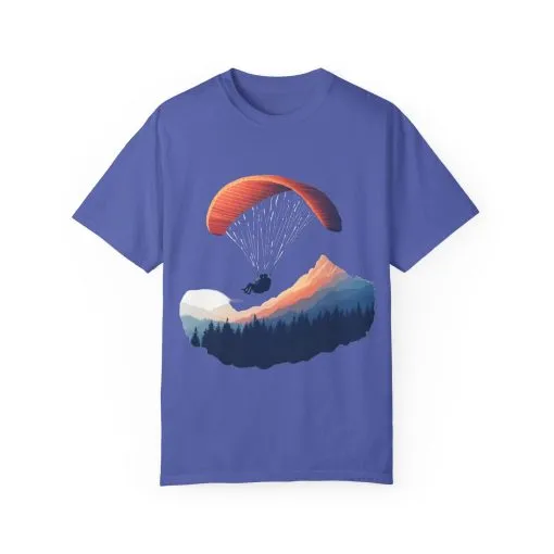 Adventure Awaits Unisex Garment-Dyed T-shirt - Paragliding and Mountain Design - Image 21