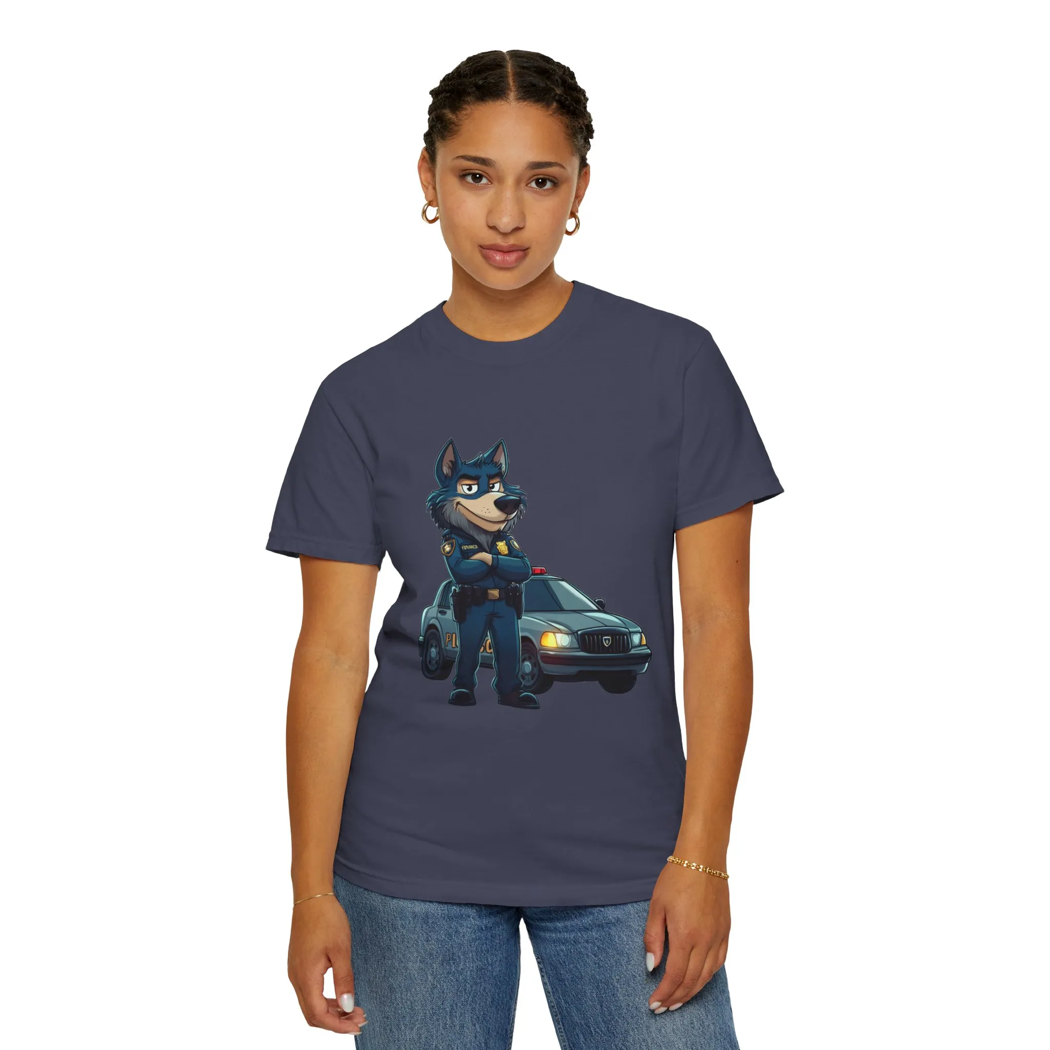 Cute Cartoon Police Dog T-Shirt - Unisex Garment-Dyed Tee - Image 40