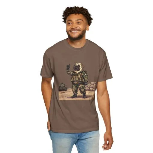 Military Pug Unisex Garment-Dyed T-Shirt - Funny Dog Graphic Tee for Pet Lovers - Image 14