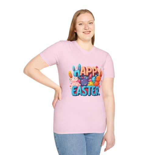 Happy Easter Unisex Softstyle T-Shirt - Fun Spring Bunny Design - Image 64