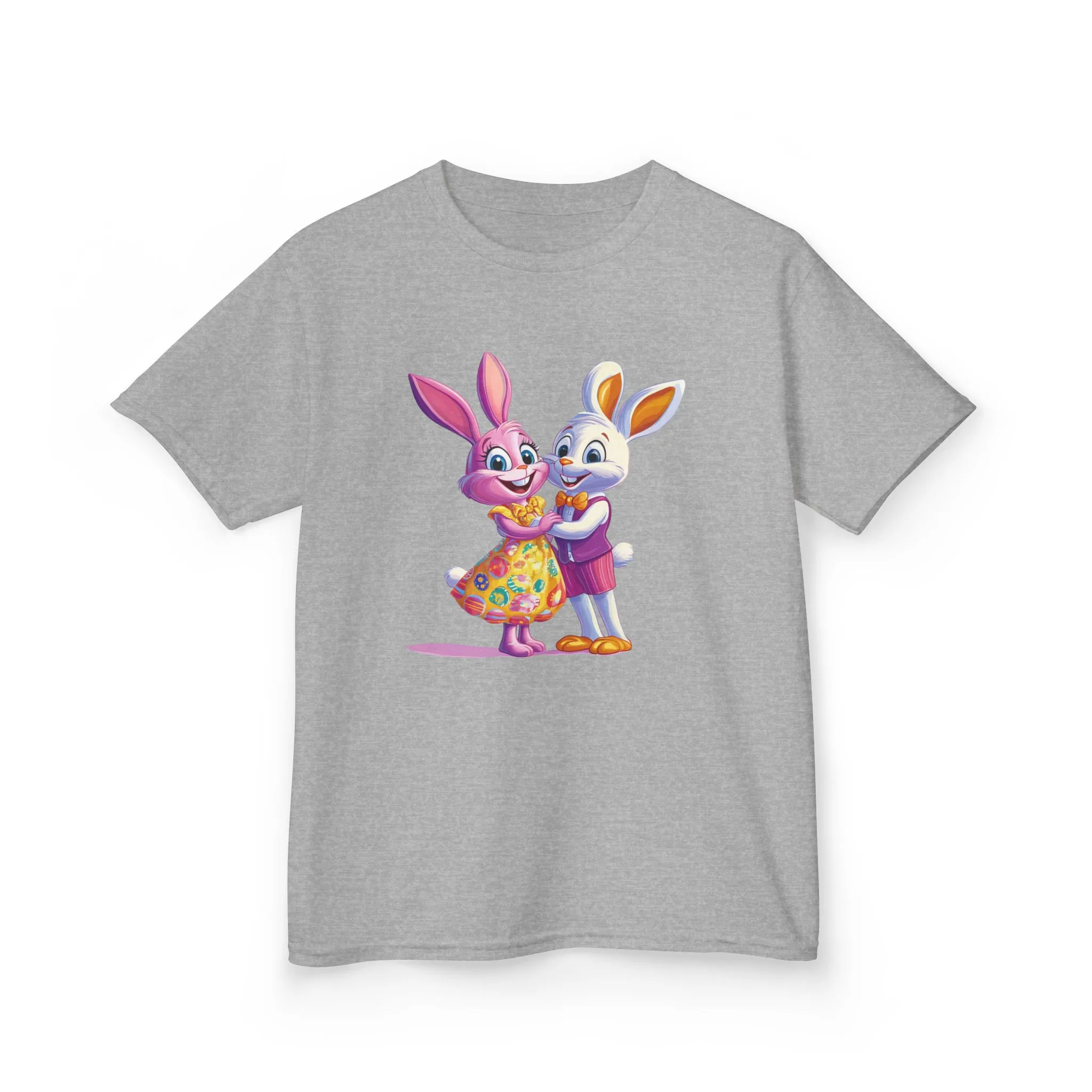 Cute Bunny Love Kids Heavy Cotton Tee - Adorable Cartoon Design for Spring Celebrations - Image 3