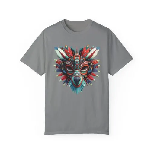 Vibrant Tribal Mask Unisex Garment-Dyed T-Shirt | Unique Festival Fashion - Image 31