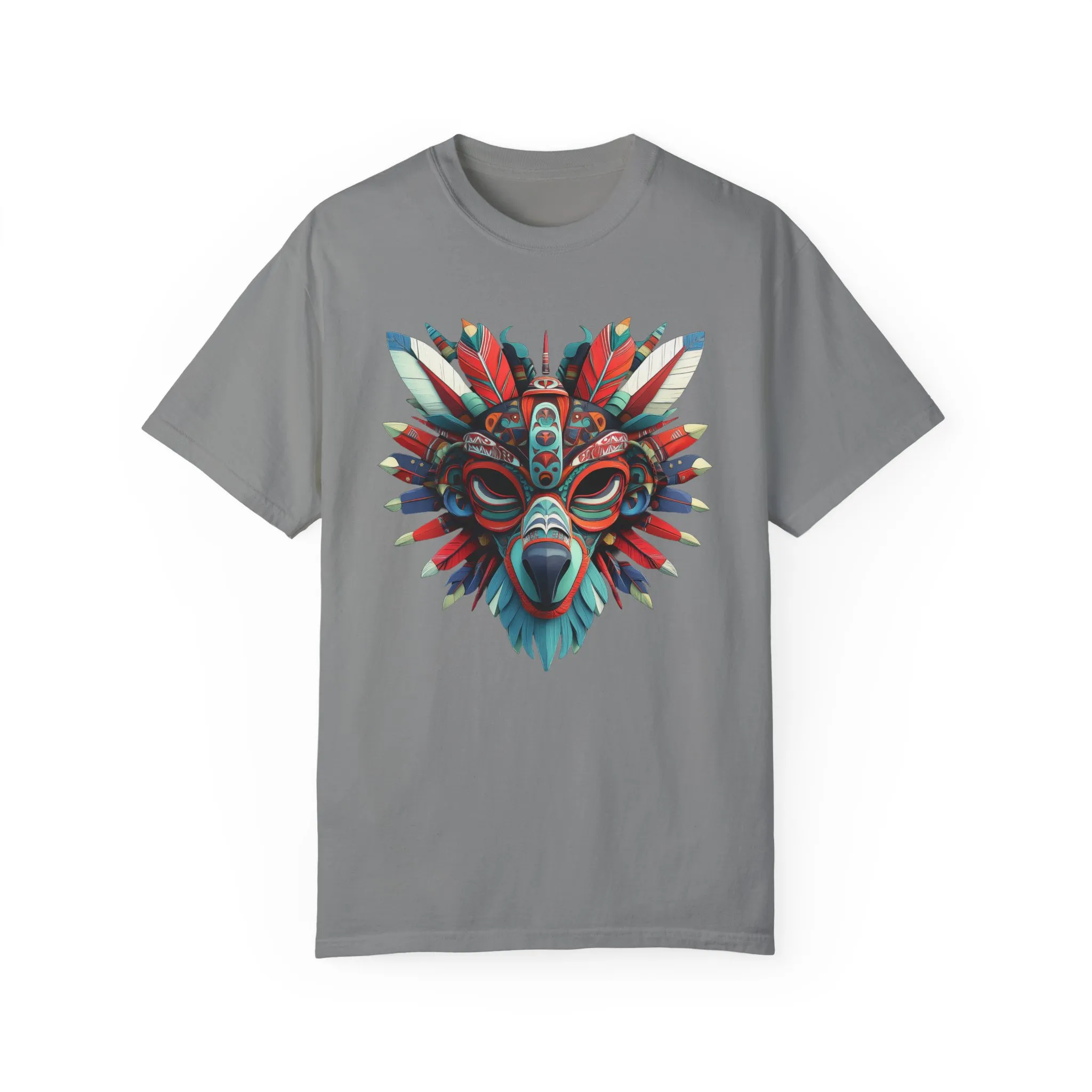 Vibrant Tribal Mask Unisex Garment-Dyed T-Shirt | Unique Festival Fashion - Image 31