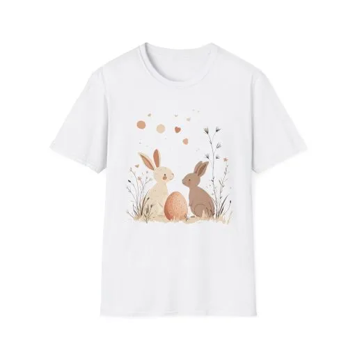 Spring Bunny Love Unisex Softstyle T-Shirt - Cute Floral Design for Easter Celebrations - Image 5