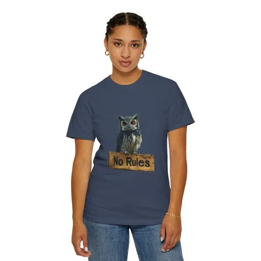 Funny Owl T-Shirt - "No Rules" Unisex Garment-Dyed Tee for Animal Lovers - Image 32