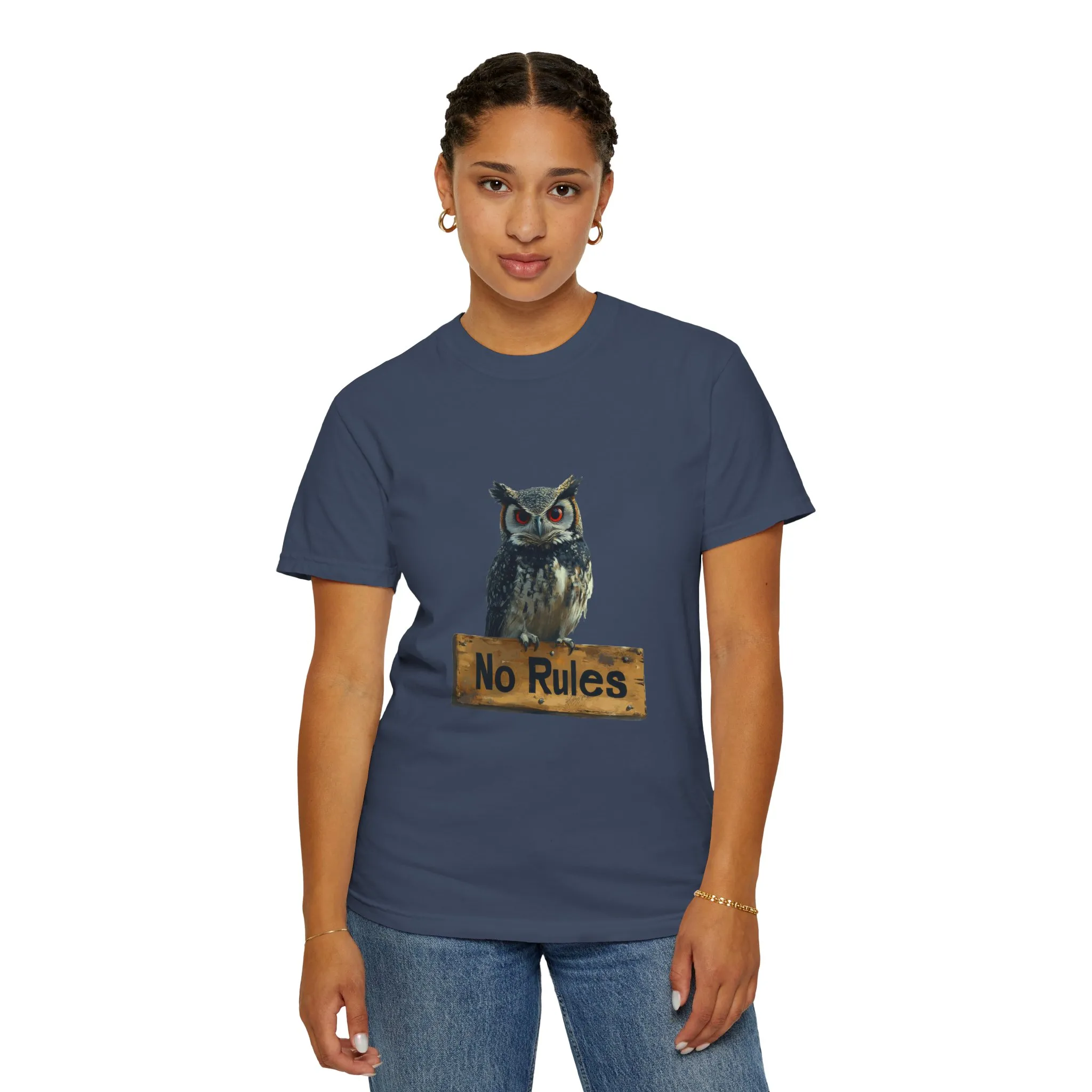 Funny Owl T-Shirt - "No Rules" Unisex Garment-Dyed Tee for Animal Lovers - Image 32