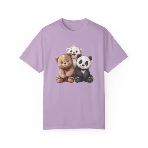 Adorable Bear and Panda Friends Unisex Garment-Dyed T-Shirt - Image 45