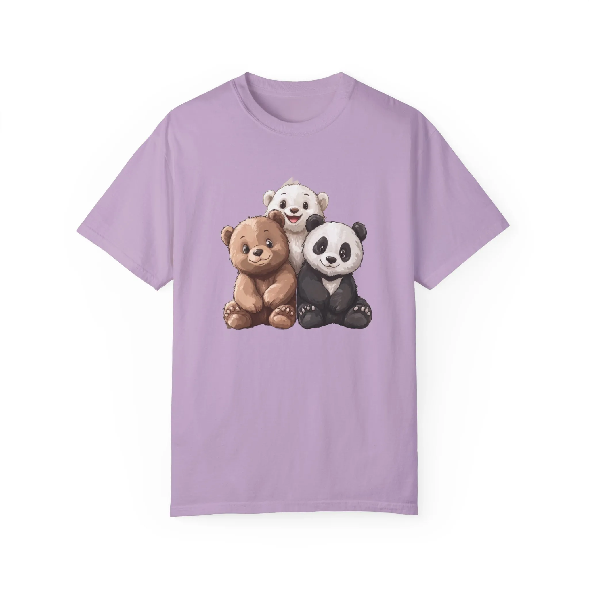 Adorable Bear and Panda Friends Unisex Garment-Dyed T-Shirt - Image 45