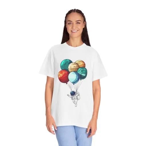 Astronauts and Planets Graphic T-Shirt - Unisex Garment-Dyed Tee - Image 4