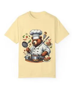 Chef Bear Unisex Garment-Dyed T-Shirt - Perfect for Cooking Lovers and Foodies