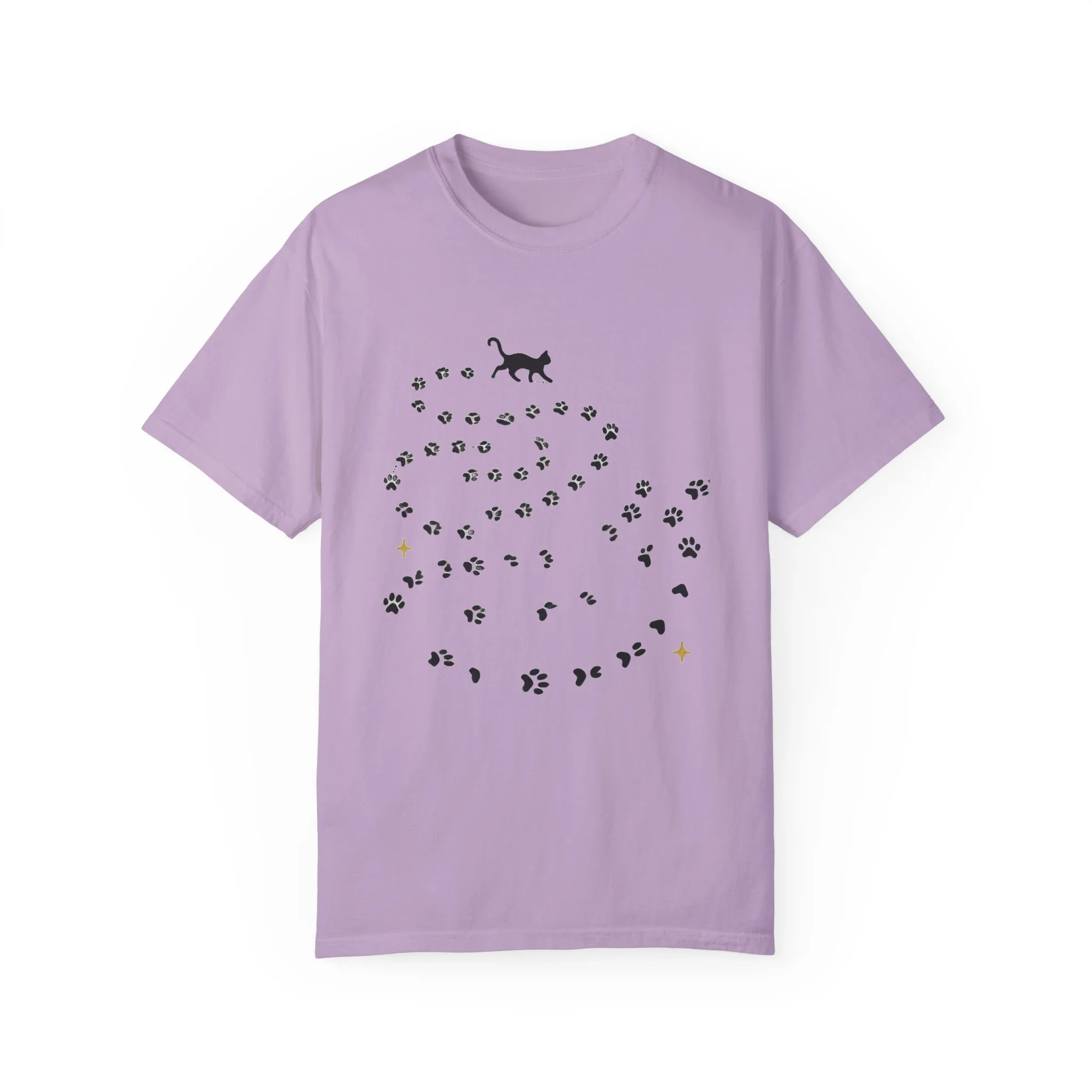 Whimsical Cat and Paw Print T-Shirt for Animal Lovers - Image 25