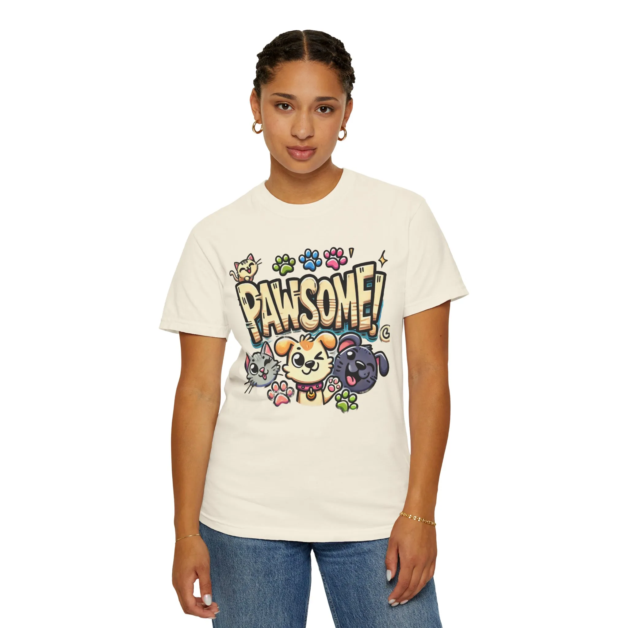 Pawsome Garment-Dyed T-Shirt for Animal Lovers - Image 15