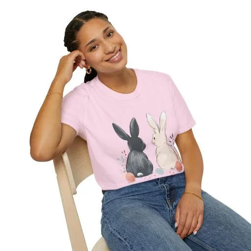 Cute Bunny Love Unisex Softstyle T-Shirt for Easter Celebrations - Image 60